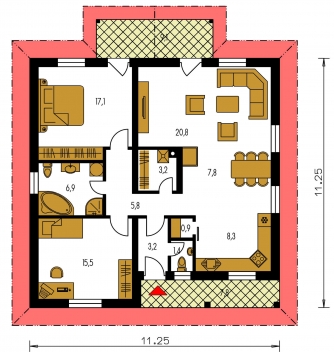 Image miroir | Plan de sol du rez-de-chaussée - BUNGALOW 36